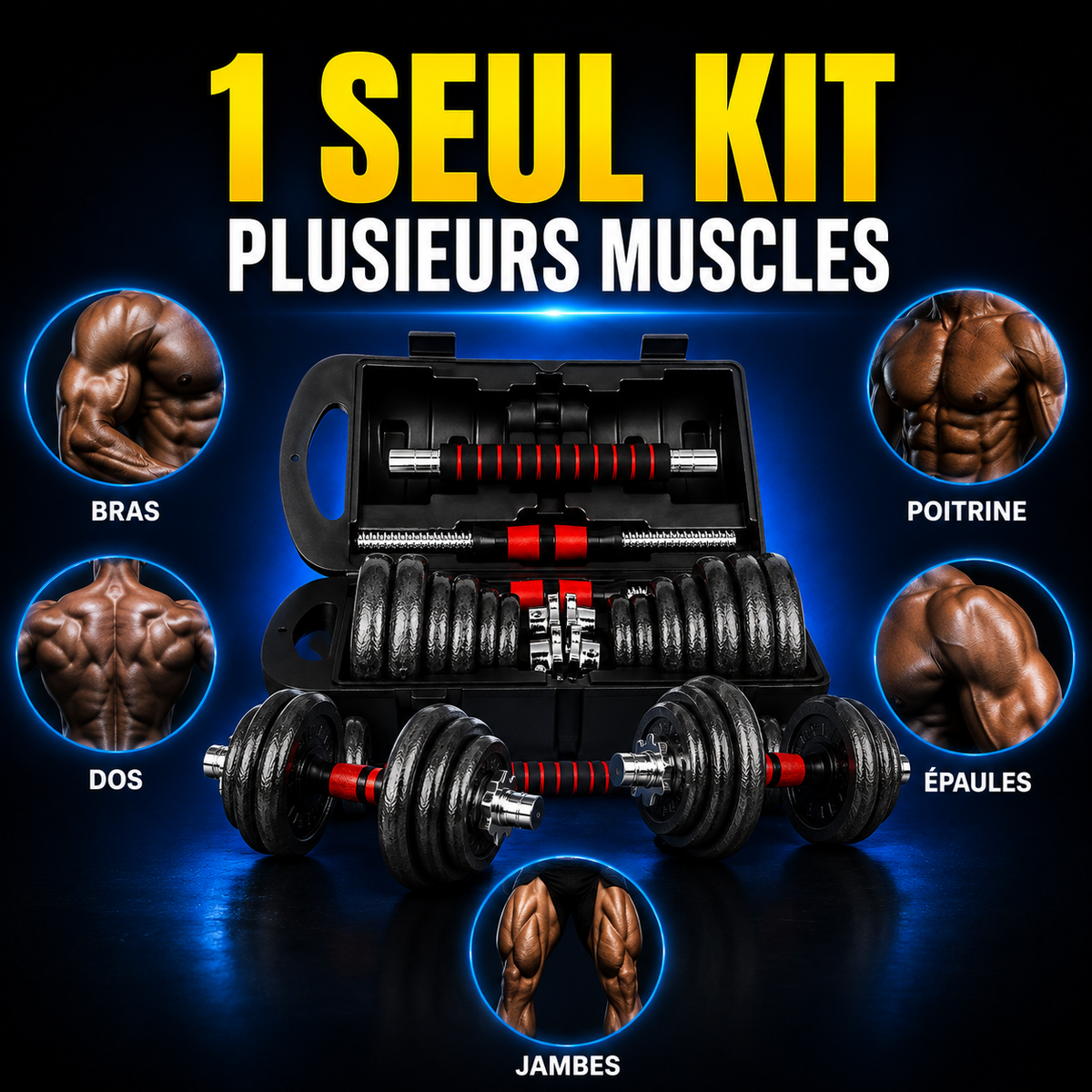 Kit d’Haltères Réglables 2-en-1 FASO