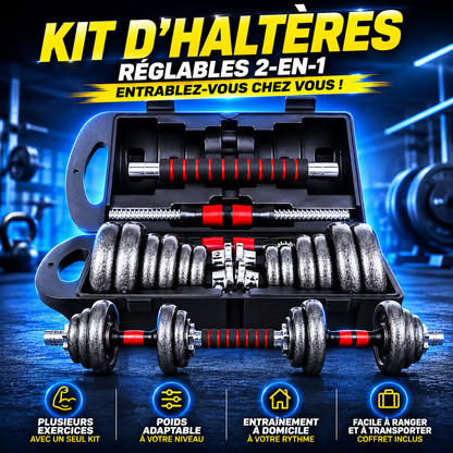 Kit d’Haltères Réglables 2-en-1 FASO